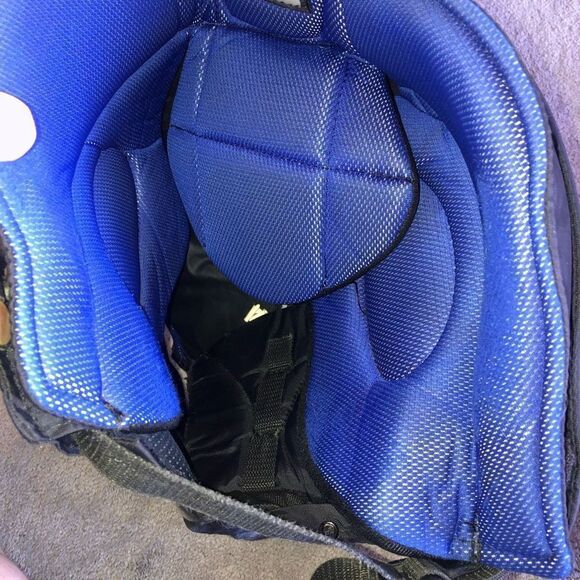 VAUGHN VELOCITY V6 HOCKEY PANTS LEG PADS BLACK BLUE JUNIOR YOUTH SZ SMALL/MEDIUM - Picture 5 of 8